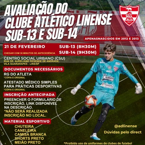 Base: Avaliação para Sub-13 e Sub-14