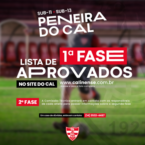 Peneira do CAL Sub-13 e Sub-11: Aprovados na primeira fase