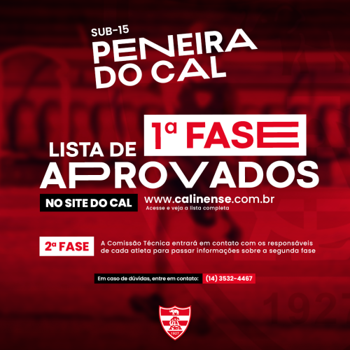 Peneira do CAL Sub-15: Aprovados na primeira fase