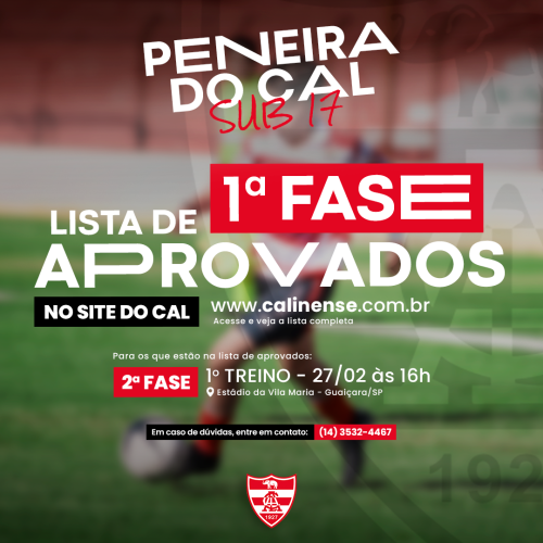 Peneira do CAL Sub-17: Aprovados na primeira fase